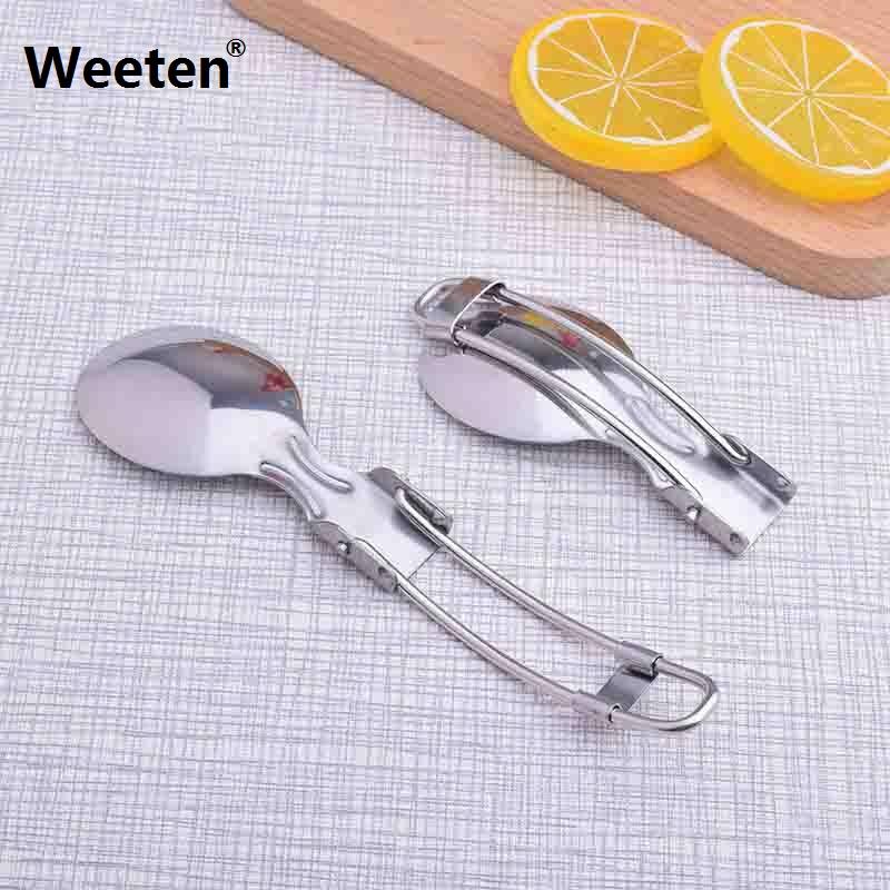 Портативный складной нож для кемпинга на открытом воздухе, вилка, ложка, посуда, складные столовые приборы из нержавеющей стали