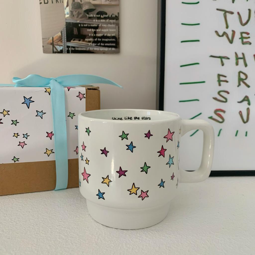 Цветная кружка-звезда с милой ручкой, керамическая чашка, кофейная чашка