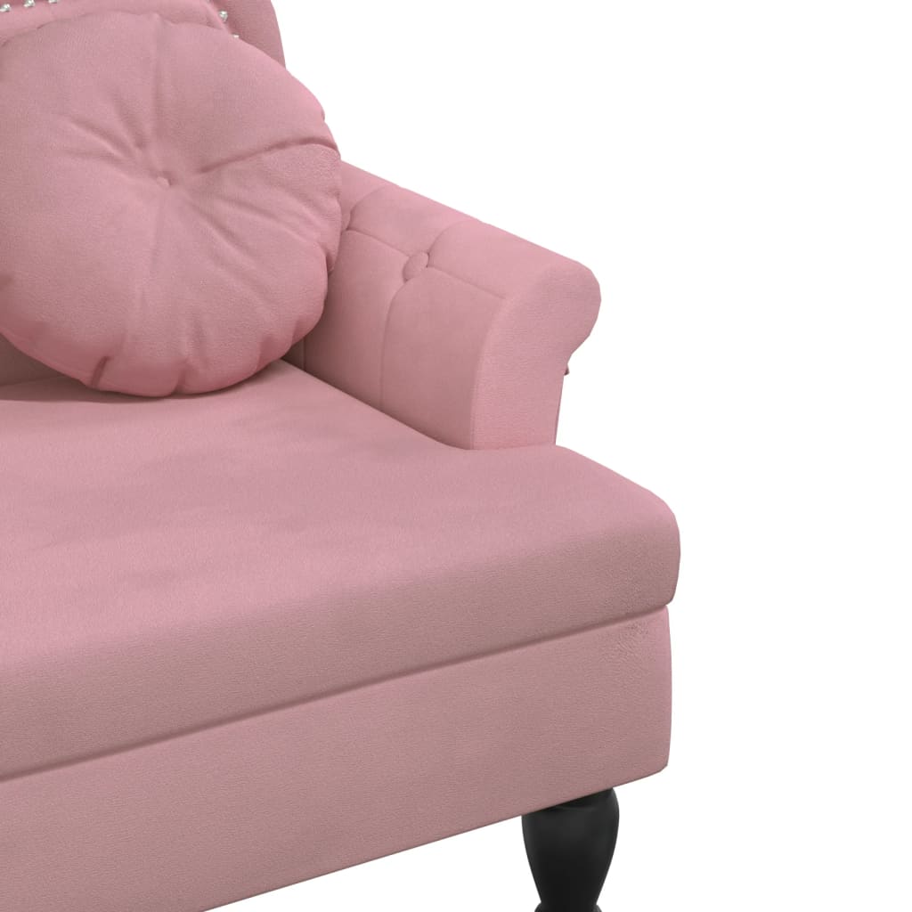 Pink Velvet Bench with Cushions 120.5 x 65 x 75 cm