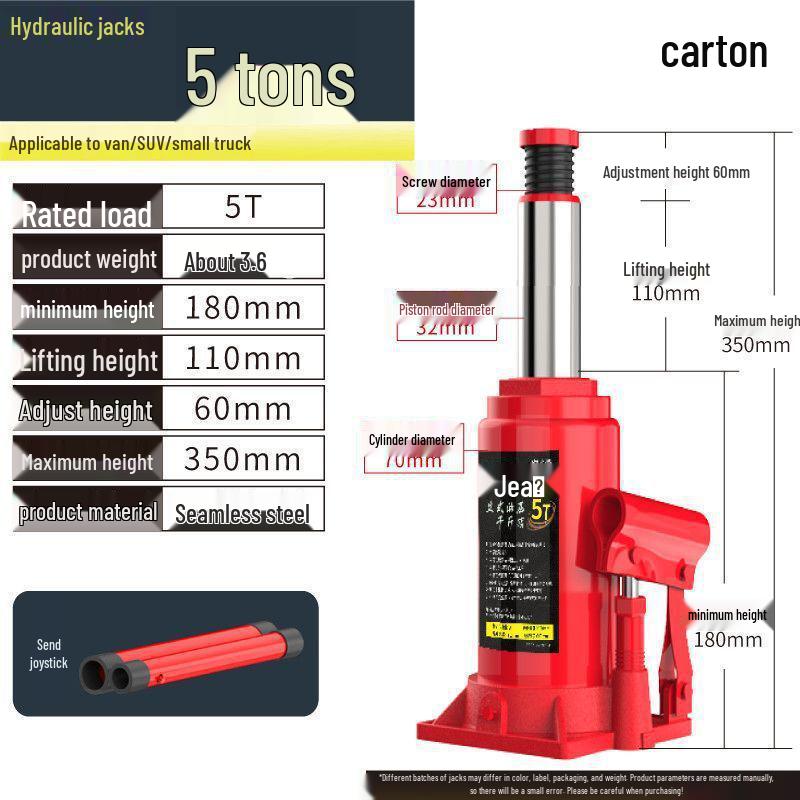 Compact Vertical Hydraulic Jack for Small Cars, SUVs, Vans, and Off-Road Vehicles