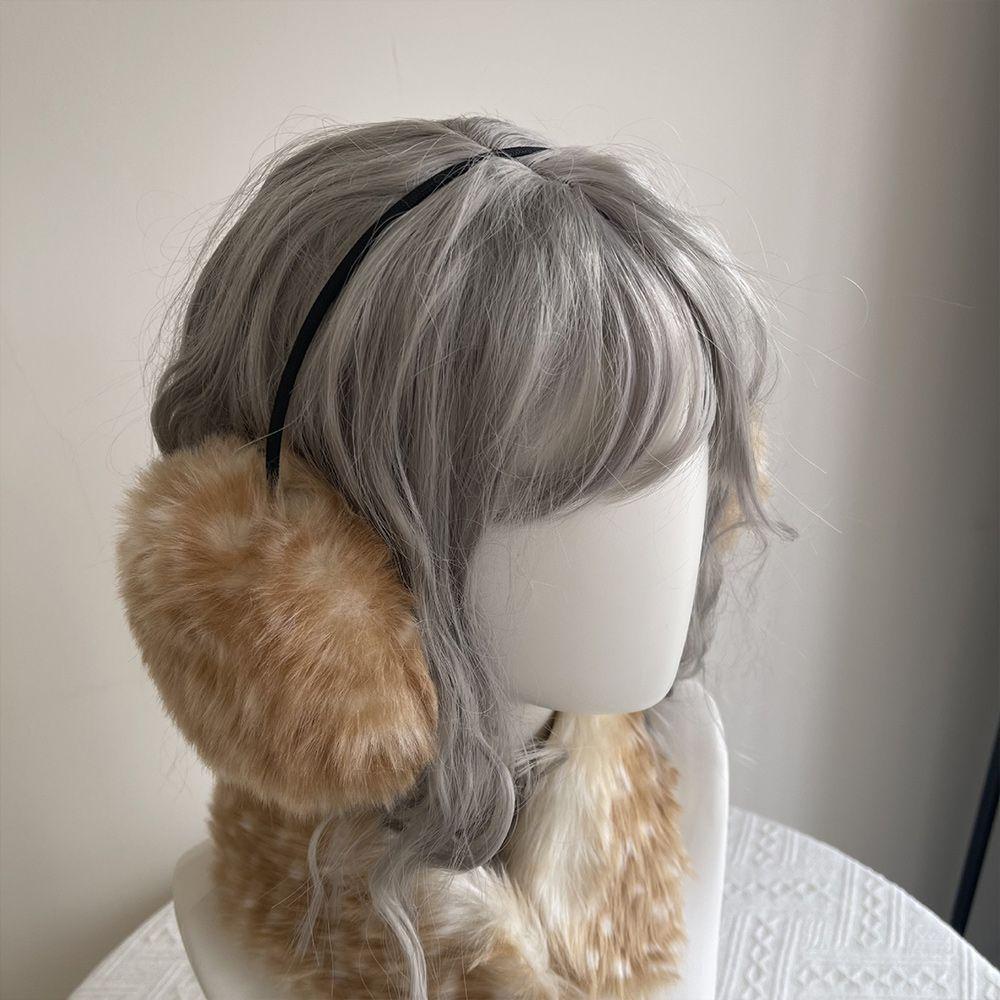 Deer Print Faux Fur Scarf Adjustable Ear Muffs New Plush Neck Warmer  Winter