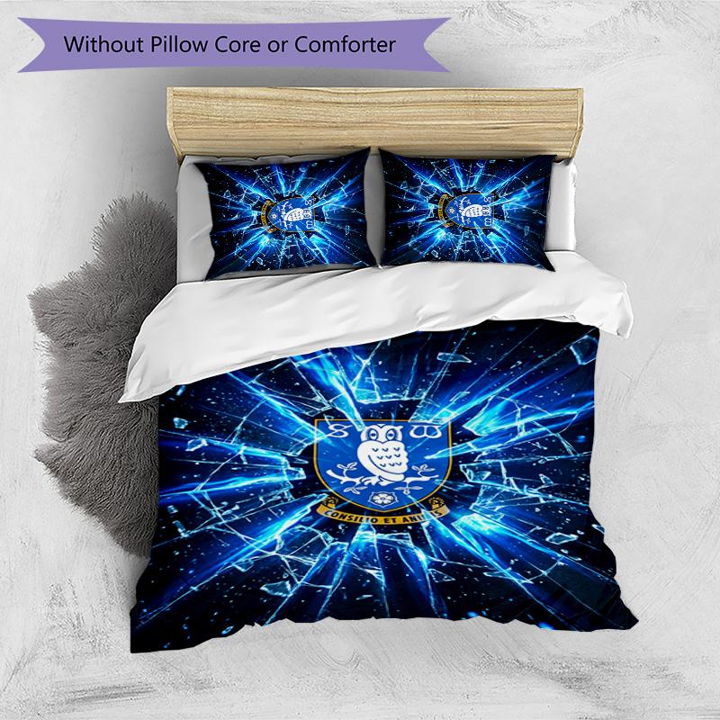 Sheffield Wednesday Football Printed 3 Pieces Bedding Set, Comfortable Skin Friendly Bedroom Duvet Cover Set