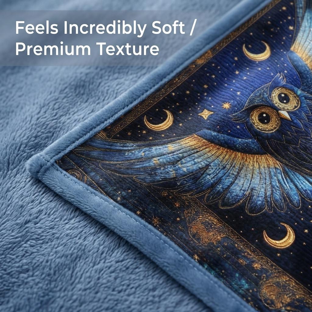 1 шт. Волшебная Ночная Сова в Звездном Небе, Утолщенное Фланелевое Плед-Одеяло, Уютный Портативный Флисовый Плед, Идеальный Подарок для Взрослых