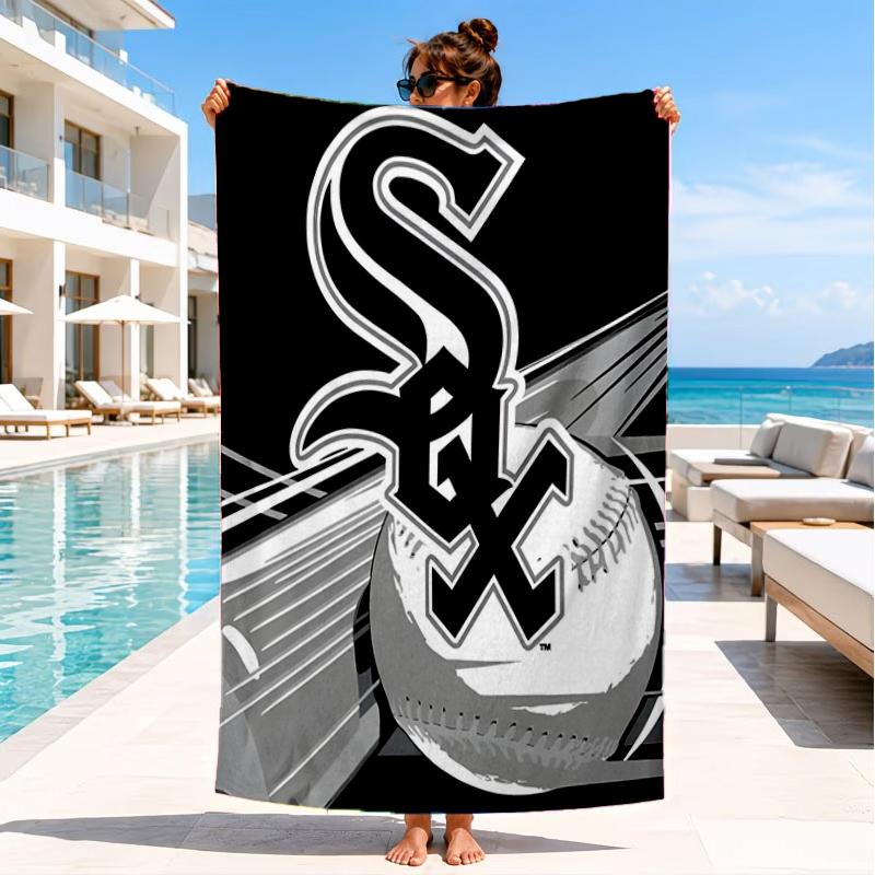 White Chicago Design Beach Towel, Super Soft Microfiber, Perfect Gift for Her/Him, Birthday, for Pool, Beach, Travel, Decor Beach Party