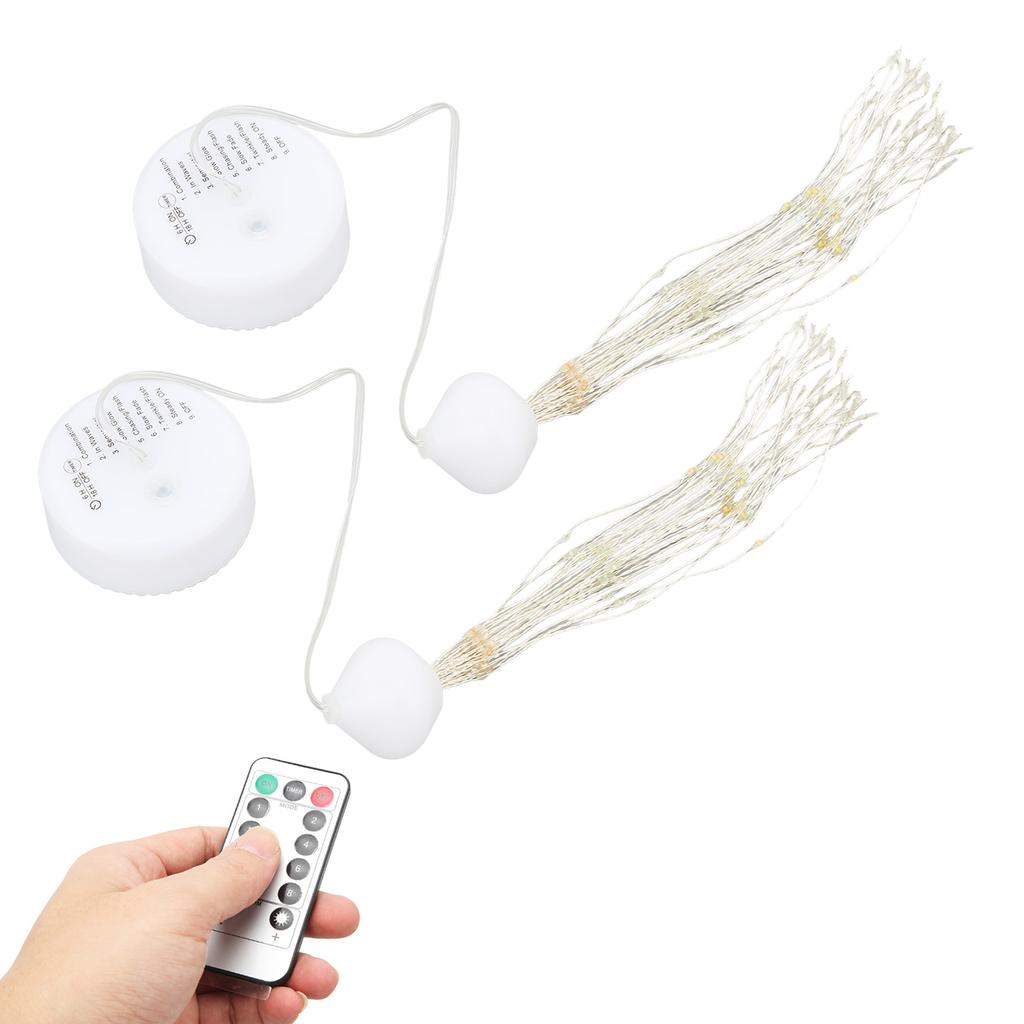 2Pcs LED Decorative Lights 8 Modes DIY Hanging Solar Decorative Lights with Remote Control for Outdoor Courtyard