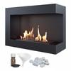 Wall Mounted Bioethanol Fireplace TÜV Right-sided with Stones Set