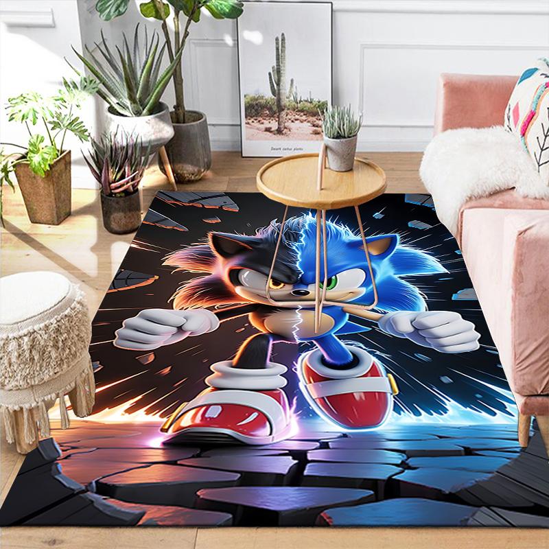 1Pc Sonic Breakthrough Rug, Office Carpet Indoor Outdoor Doormat, Non-Slip Soft, Living Room, Christmas Halloween Gift M929268