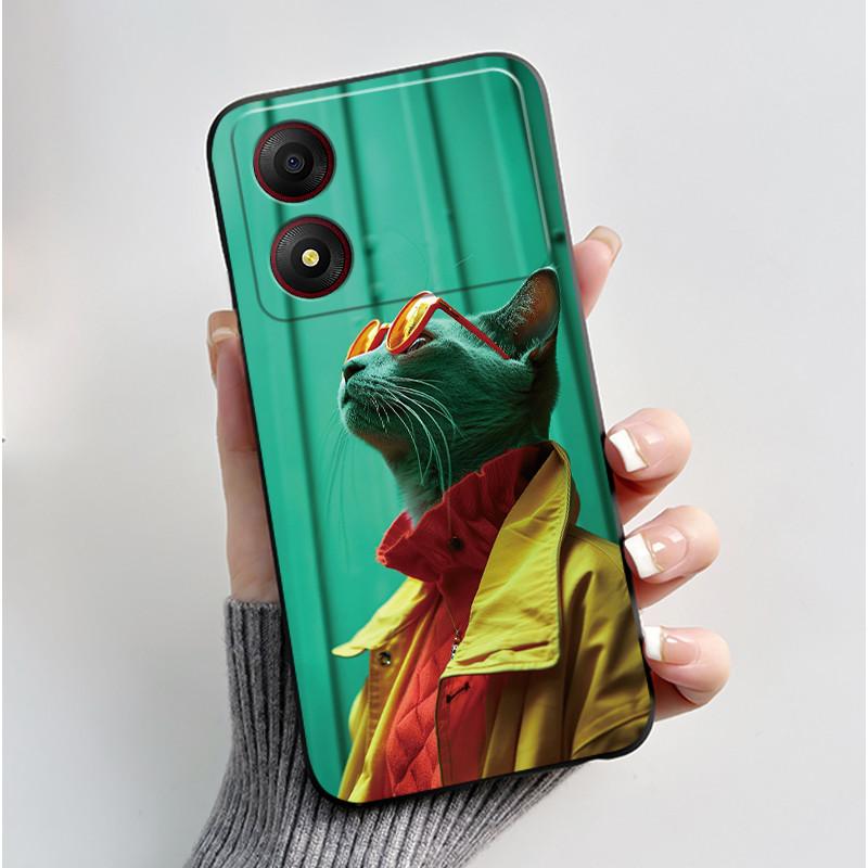 Casing For ZTE Blade A34 / A54 4G Phone Case Shell Aesthetic Cute Cat Astronaut Soft TPU Silicone Black Protective Cover Bumper