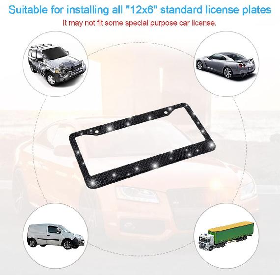 Блестящая рамка для номерного знака автомобиля, Ручная работа, Рамка для номерного знака из нержавеющей стали с кристаллами, Искрящаяся, Прочная, Универсальная посадка, Автомобильные аксессуары для девушек,