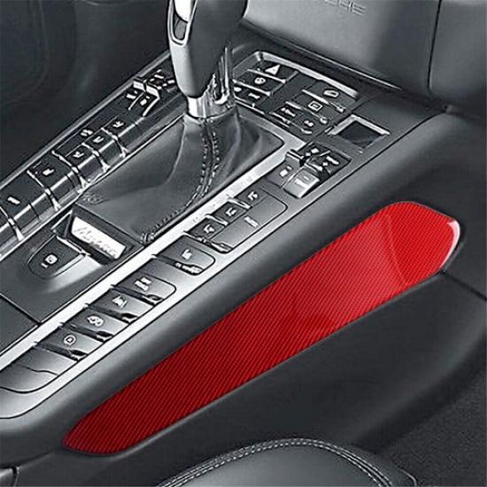 Red Carbon Fiber Gear Shift Panel Side Decal Trim Cover For Porsche Macan 15-19