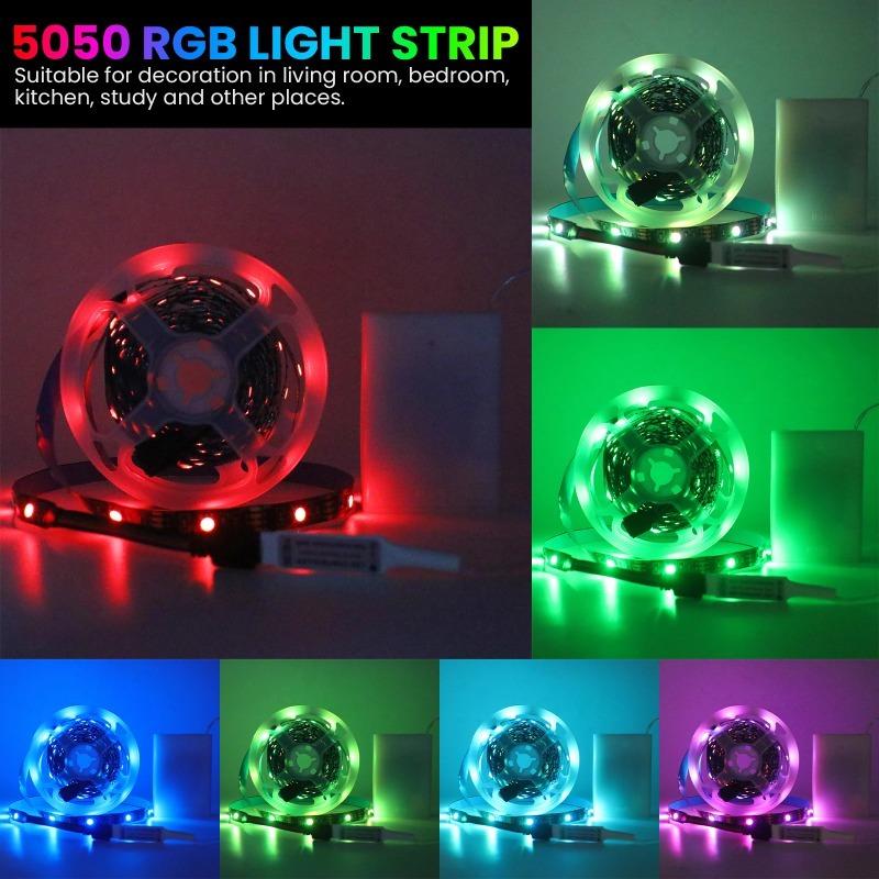 Светодиодная лента 5 В RGB 5050, работающая от 3 батареек AA, гибкая светодиодная лента с пультом дистанционного управления для подсветки телевизора, полок, шкафов