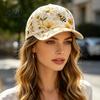 Summer Hat Baseball Cap for Women, Embroidery Flower Bird Pattern Hat, Lightweight Breathable Adjustable Fit Gardening Sun Spring Outdoors