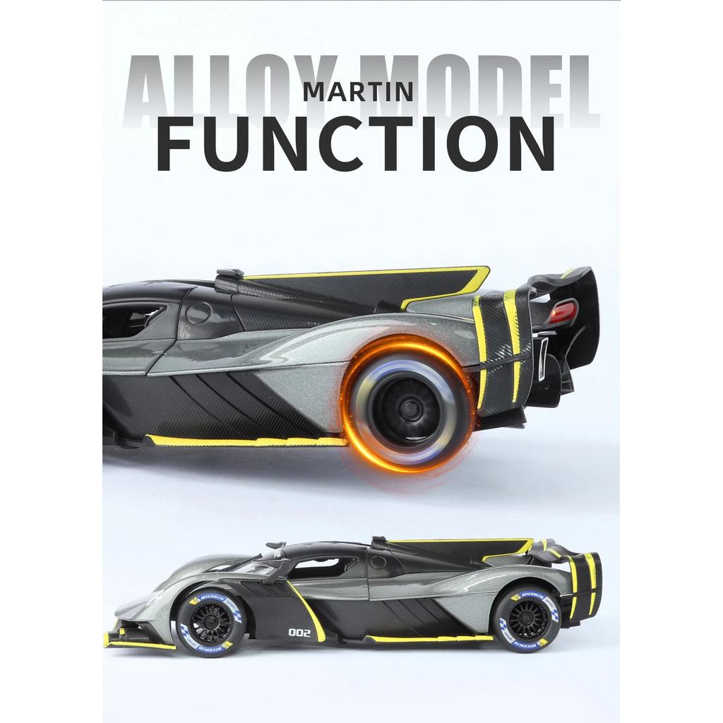 1/24 Aston Martin Valkyrie Alloy Sports Car Model Diecast Metal Track Racing Vehicles Car Model Simulation Sound and Light Childrens Toy Gift