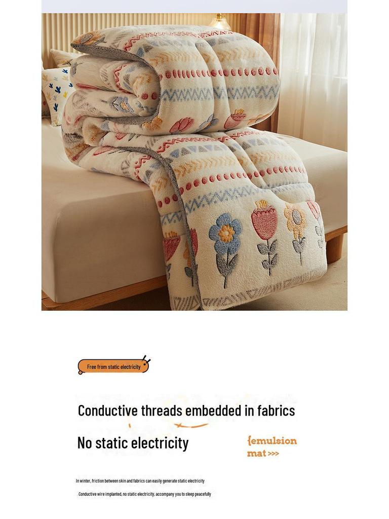 Snowflake Double-Sided Velvet and Lambskin Winter Quilt for Dormitory, Spring & Autumn Use