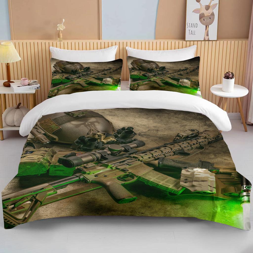 Комплект постельного белья с 3D винтовкой, револьвером, патроном, пистолетом, пододеяльником, пододеяльником, наволочкой, комплект постельного белья размера «king-size»