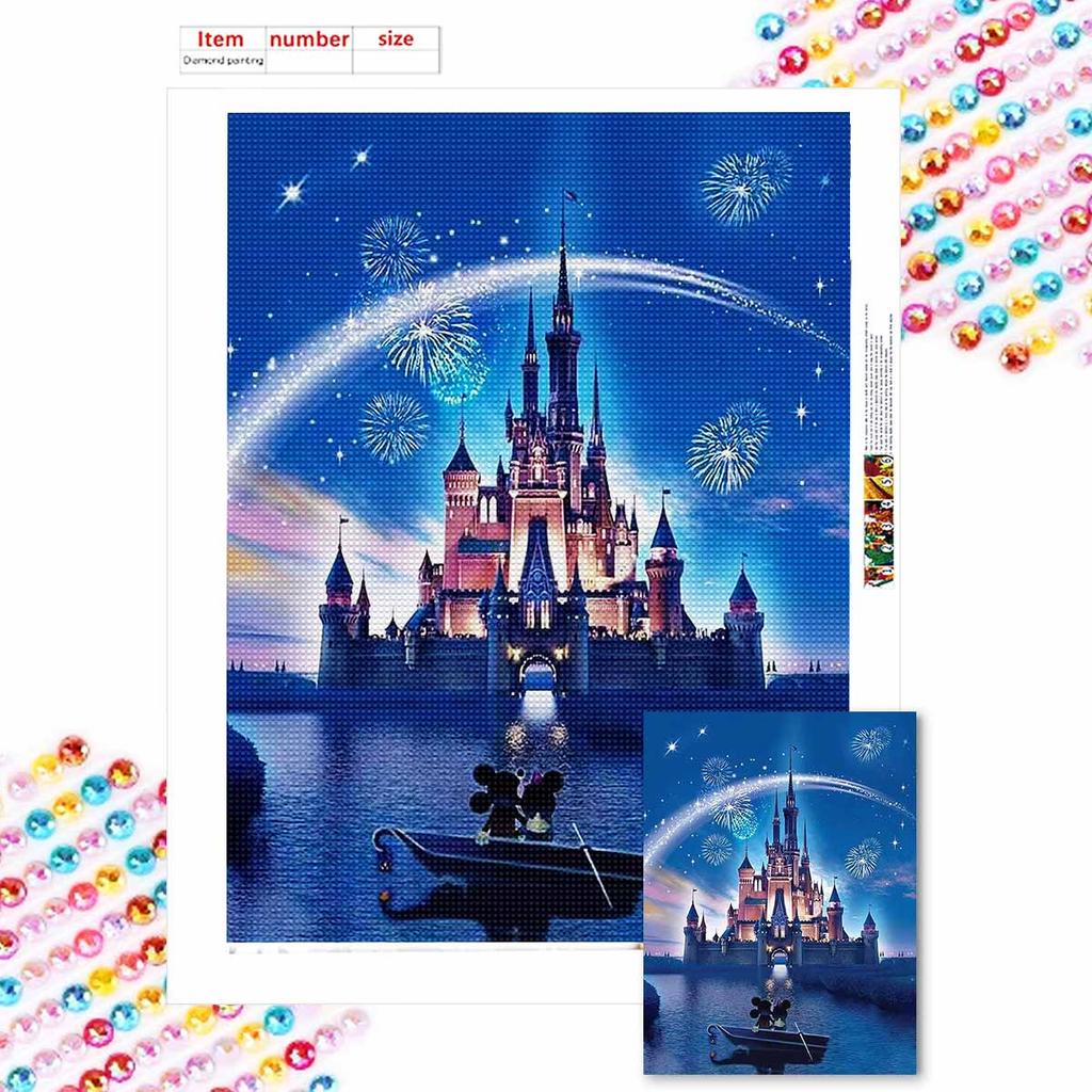 DIY Diamond Painting Fireworks Above The Castle Cross Stitch Kit Mosaic Art Diamond Painting Full Circle Diamond Home Decoration