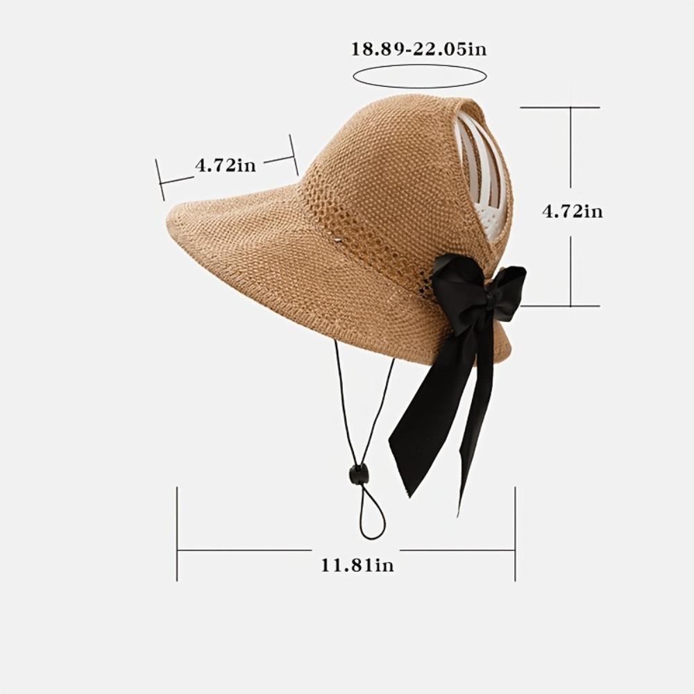 UV Protection Wide Brim Hat Ponytail Scallop Cap New Crochet Hat  Women