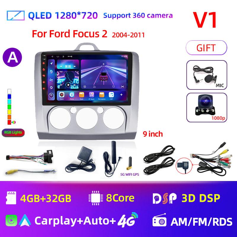 Android 12 Car Radio for Ford Focus 2 3 Mk2 Mk3 2004 2005 - 2011 Multimedia Player Navigation GPS 2Din Carplay Stereo DVD