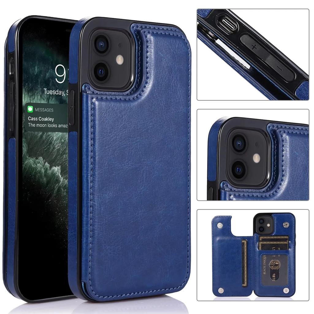 Кожаный чехол-кошелек для iPhone 11 12 13 14 15 16 17 Pro Max Mini Air XR XS 8 7 Plus SE Держатель с отделениями для карт Откидная крышка