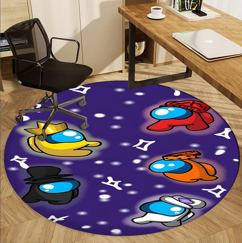 Among Us Pattern Round Rug, Indoor/Outdoor Mat, for Picnic, Gameroom, Bedroom, Office, Living Room, Home Decor Carpet, Birthday Gift