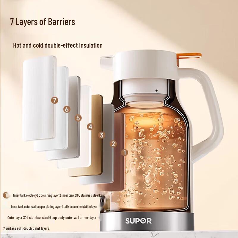 SUPOR 1.5L Термос-бутылка из нержавеющей стали с термоизоляцией