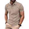 Summer Jacquard  Polo Shirt Simple Autumn Tops Fashionable Solid Color Lapel Men's Button Short Sleeve Polos Shirts