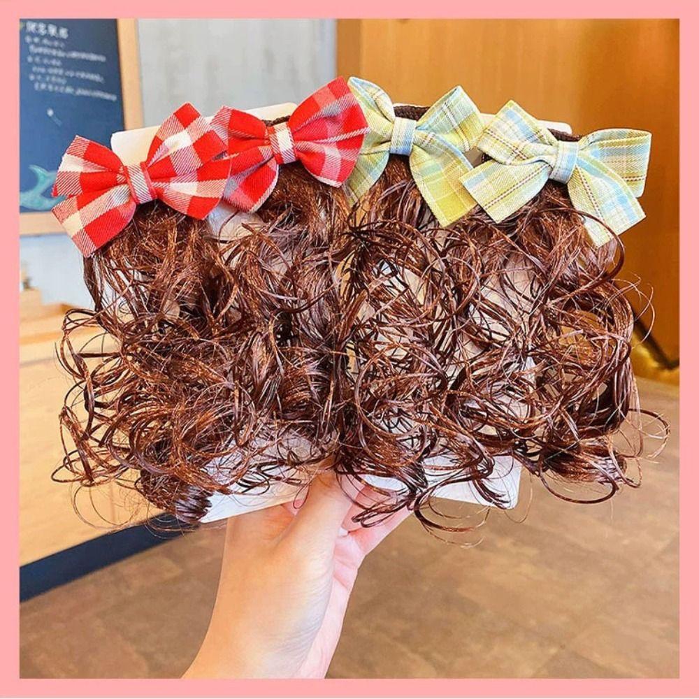 2Pcs Curly Baby Wig Hairpin Princess Bowknot Hairclip Fasion Children's Bow Wig Girls