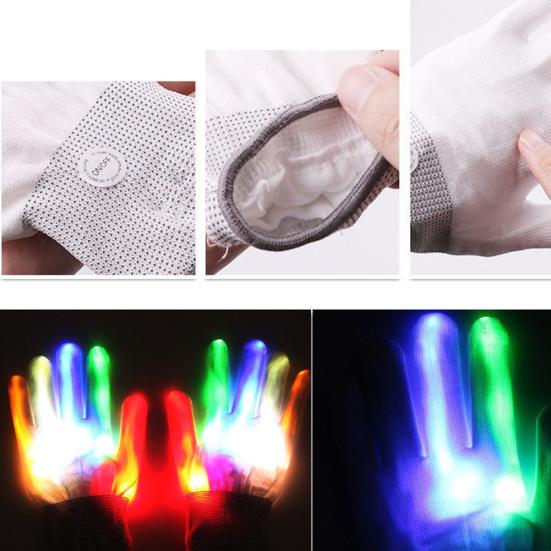 1Pair LED Light Up Hand Finger Gloves Halloween Christmas Costume Dance Decor