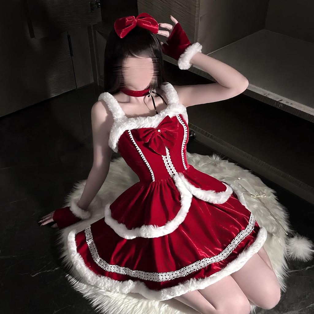 Jin Xiao Рождественское и Новогоднее Сексуальное Платье Бандо Девушки-Кролика