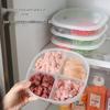 Контейнер для хранения свежих продуктов с четырьмя отделениями: Подходит для морозильной камеры, герметично закрывается для хранения классифицированного лука, имбиря и чеснока без смешивания ароматов.