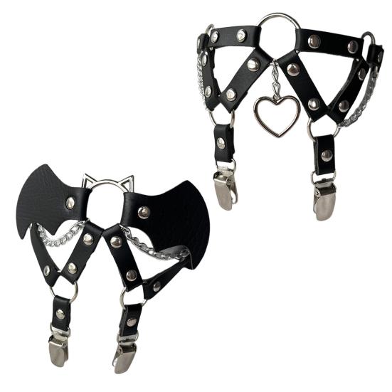 Женское кольцо для чулок с заклепками и поддельным пауком, декор из искусственной кожи, регулируемое кольцо для бедра в стиле панк, готика, косплей, медовый месяц, соблазнительный пояс для чулок, нескользящий