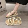 Sandals Summer Wear New Open-toed Cross-strap Sandals Simple Muffin Flat Sandals