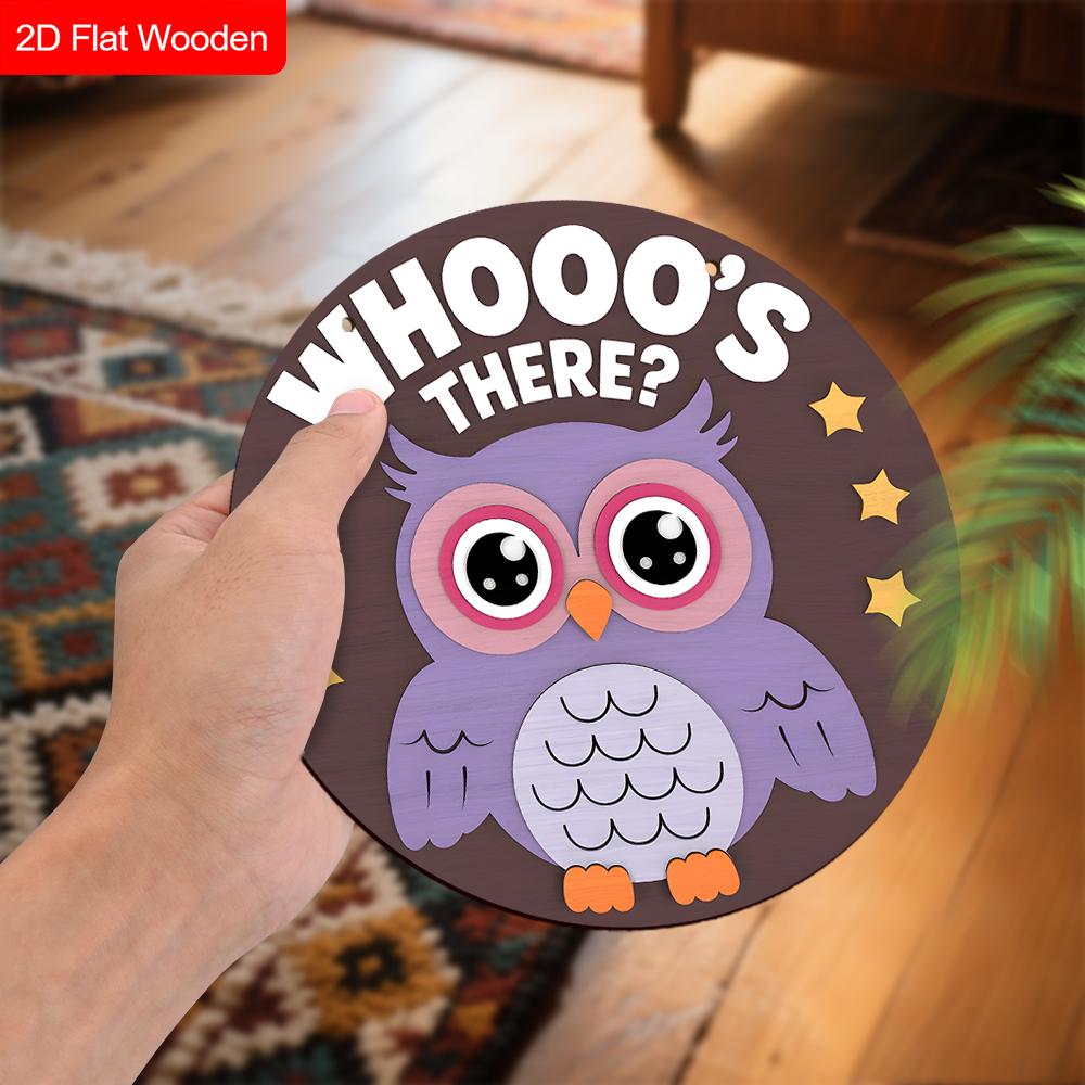 Funny Wooden Sign with Adorable Owls Pattern, Unique Decorative Plaques & Signs for Front Door, Wall Hanging Decor, Ideal Gift for Friend & Family