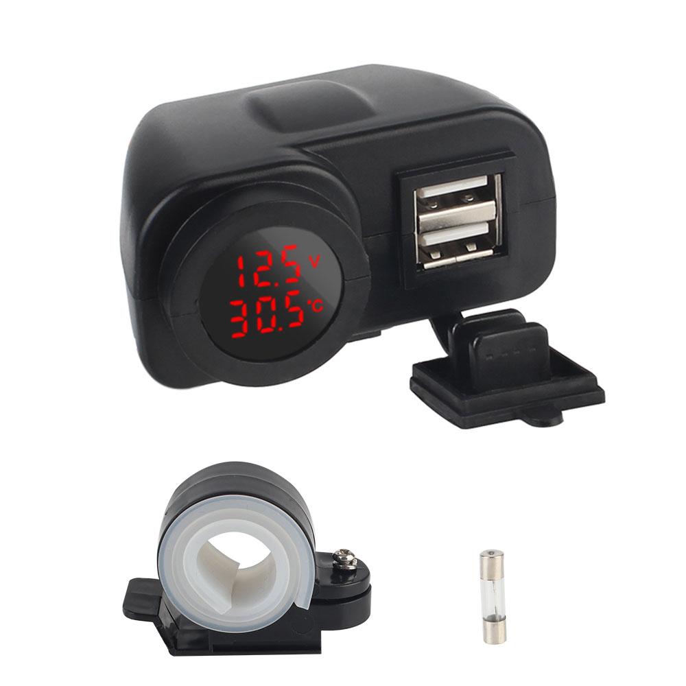 12V Мотоциклетные USB-зарядные устройства Разъем PD Type-C Быстрая зарядка QC 3.0 Цифровой вольтметр Термометр Адаптер питания Аксессуары для электровелосипеда
