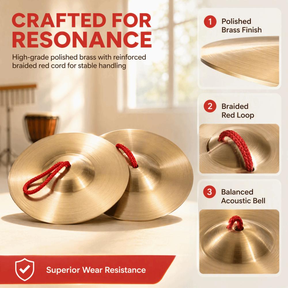 2PCS 5.9Inch Brass Cymbals Brass Material Hand Cymbals Percussion Instrument Band Performance