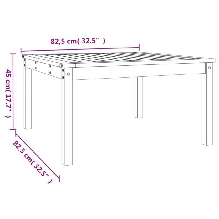 VidaXL Garden Table Grey 82.5x82.5x45 Cm Solid Pine Wood 824122