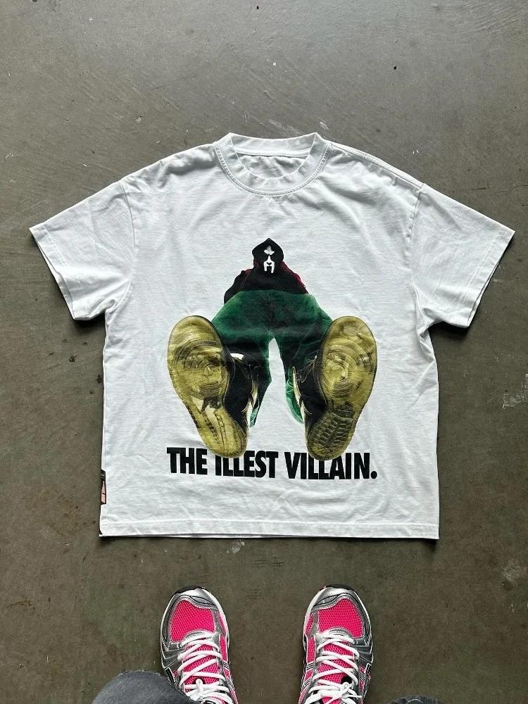 Новая футболка с принтом европейских и американских персонажей из мультфильмов для мужчин Y2k Harajuku повседневная свободная футболка из чистого хлопка с коротким рукавом