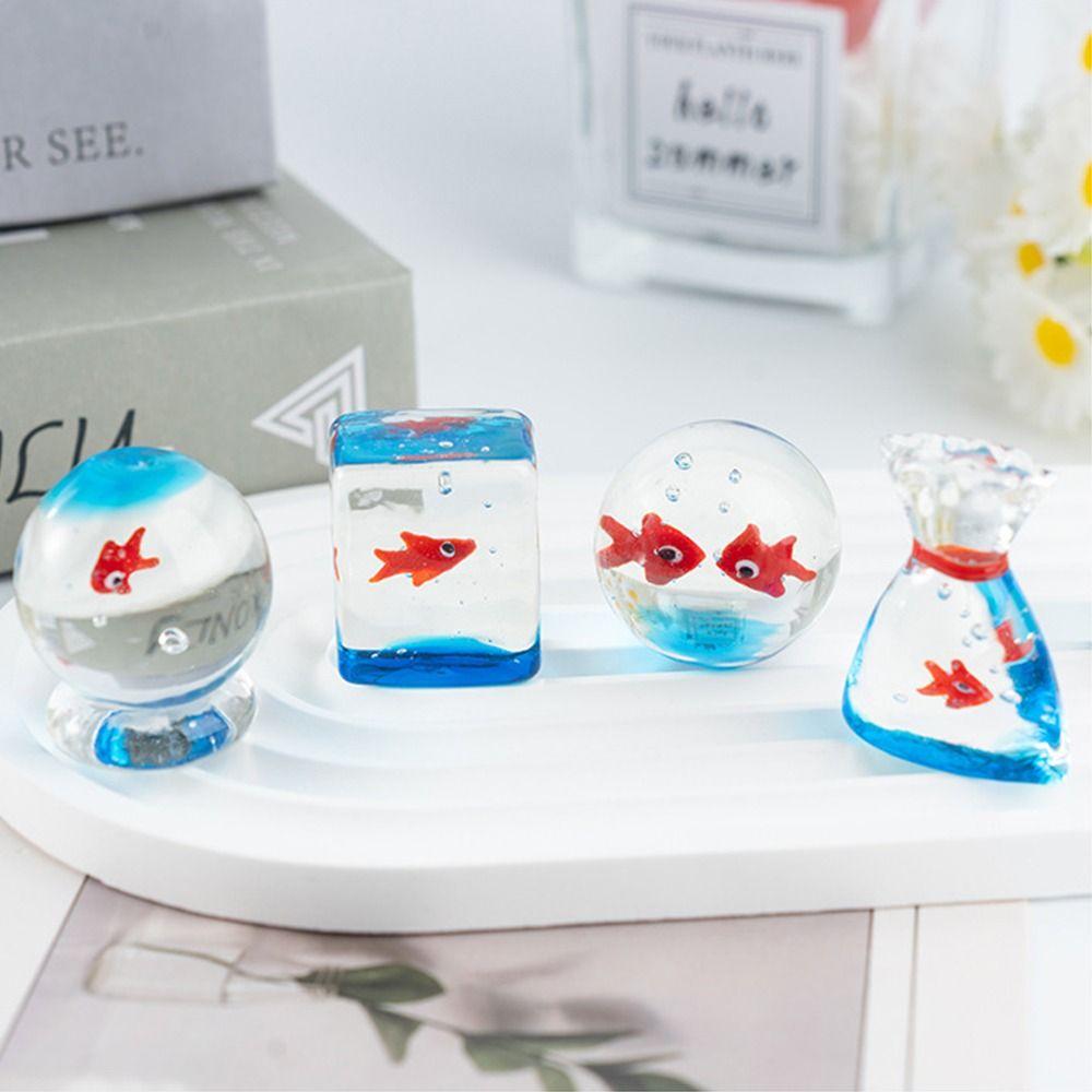 Creative Mini Glass Fish Tank Cute Mini Pocket Fish Statue Aquarium Decoration Home Ornament