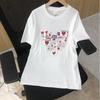 Белая футболка с короткими рукавами и удобной наклейкой Love, свободные винтажные женские футболки, летний топ с круглым вырезом для пар