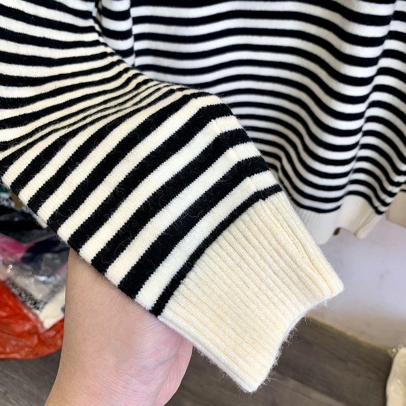 Sweater for Women Autumn Winter Thickened Warm Knitted Stretchy Long Sleeve Oversize Long-neck Tops