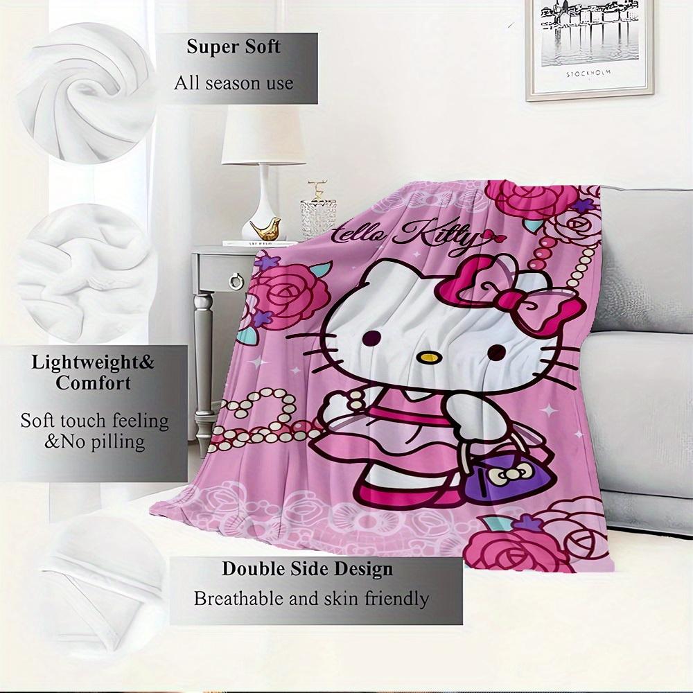 1pc Hello Kitty Pink Floral Swing Blanket - Home Decor Blanket for All Seasons, Soft and Comfortable, Machine Washable, Great Gift for Every