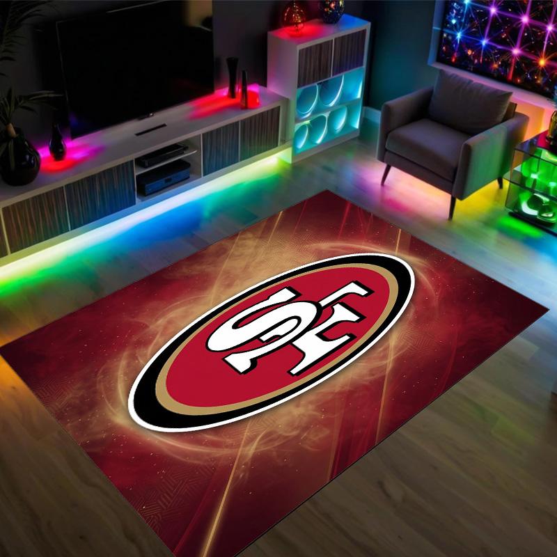 San Francisco 49ers Design Crystal Velvet Carpet Cozy Non?Slip Printed Rug For Bedroom Living Room Entrance
