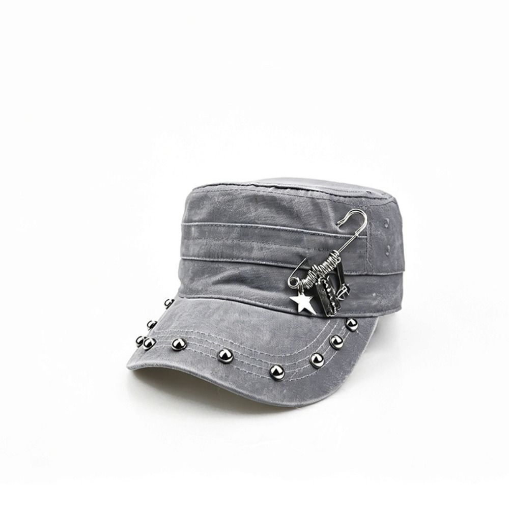 Cotton Baseball Cap Rivet Studs Star Decor Cadet Hat Gothic Hat for Women Men