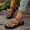 Fashion 2025 Large Size Women Sandals  New Style One-word Solid Color Casual  Thick Bottom Fashionable Beach Sandals Sandalias De Mujer