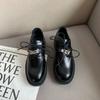 Spring New British Retro Metal Buckle Loafers Muffin Thick-soled Small Leather Shoes Women's Jk Flat-soled Single Shoes Women's Feet