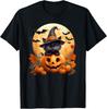 Black Cat Witch Pumpkin Halloween Costume Retro Fall Autumn  Unisex T-Shirt