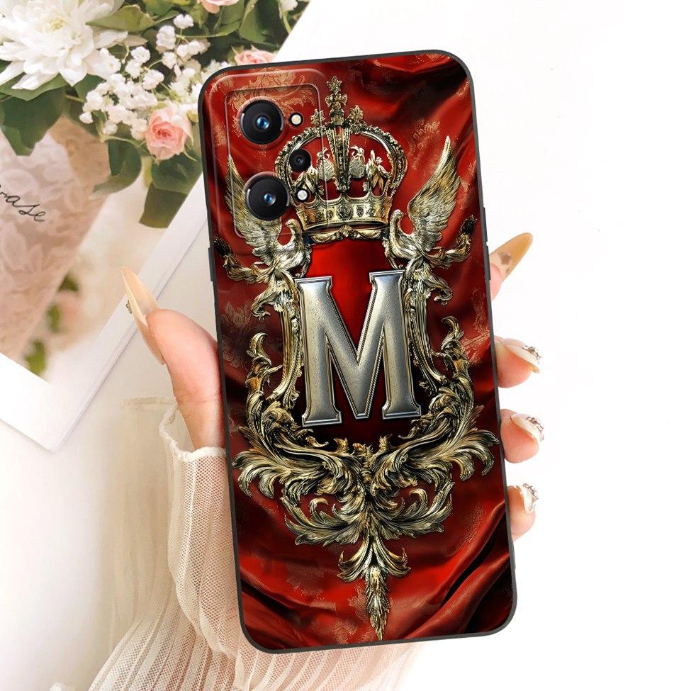 For Realme GT Neo 2 Case Luxury A-Z Letters Fashion Crown 2D Painted Silicone Bumper Cover For Realme GT Neo2 RMX3370 Casing