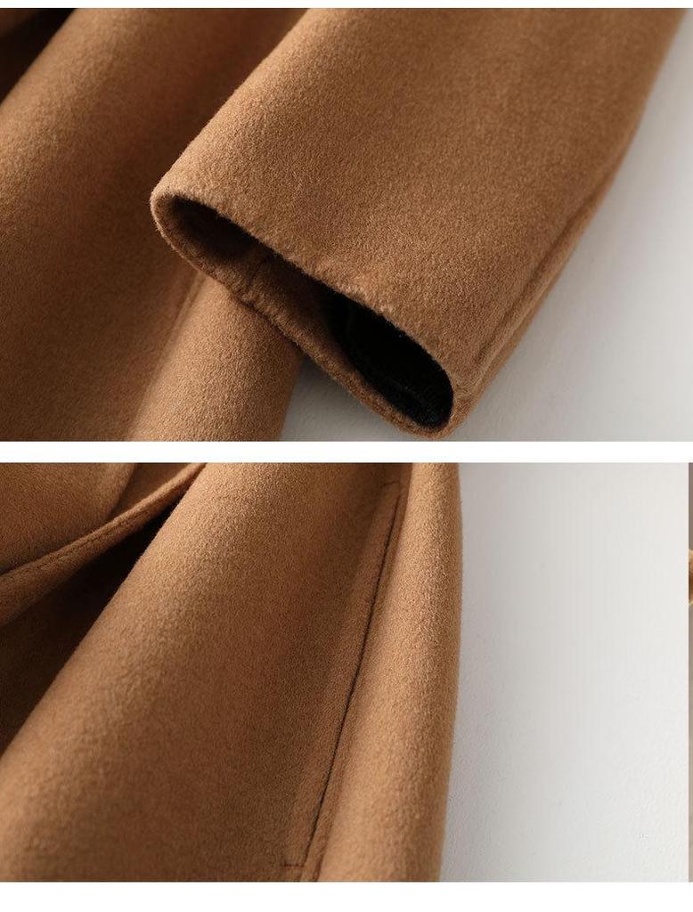Hepburn-Style Women's Slim Fit Double-Faced Cashmere Wool Coat 2024
