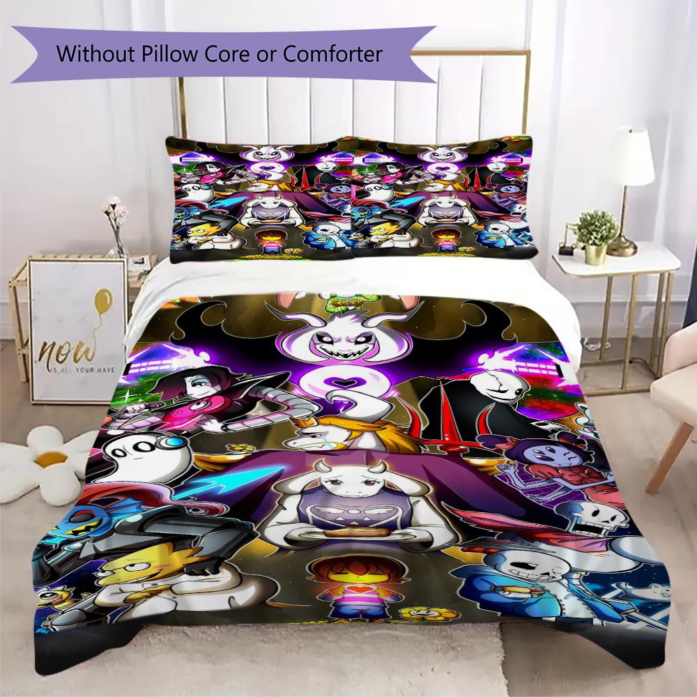 Undertale Pattern Bedding,Quilt Set Quilt Cover Pillowcase Home Birthday Gift (1*duvet cover+2*pillowcase,without core)NSJT0928254