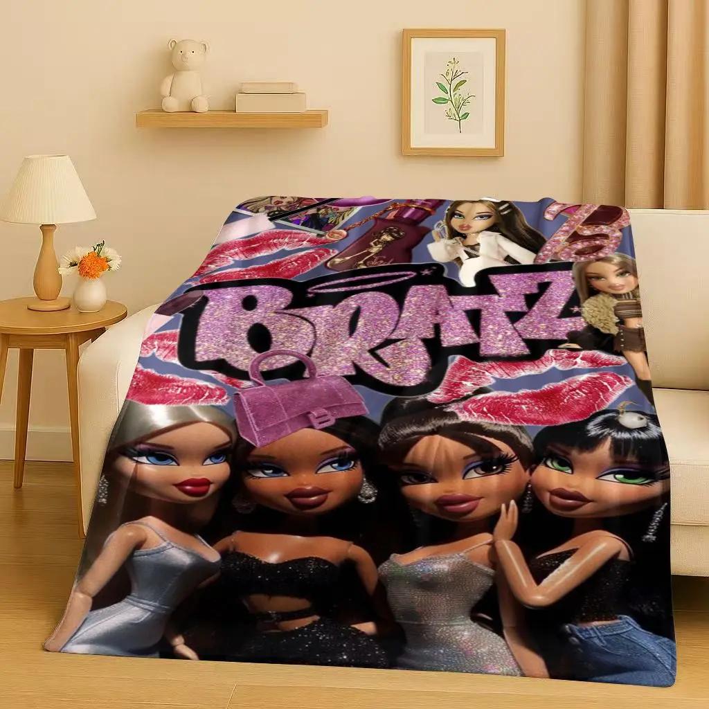 New Cartoon Bratz Doll Girl Flannel Blanket,Ultra Soft Warm Plush Throw for Home Bedroom Bed Sofa Cover Office Gift Kids Picnic